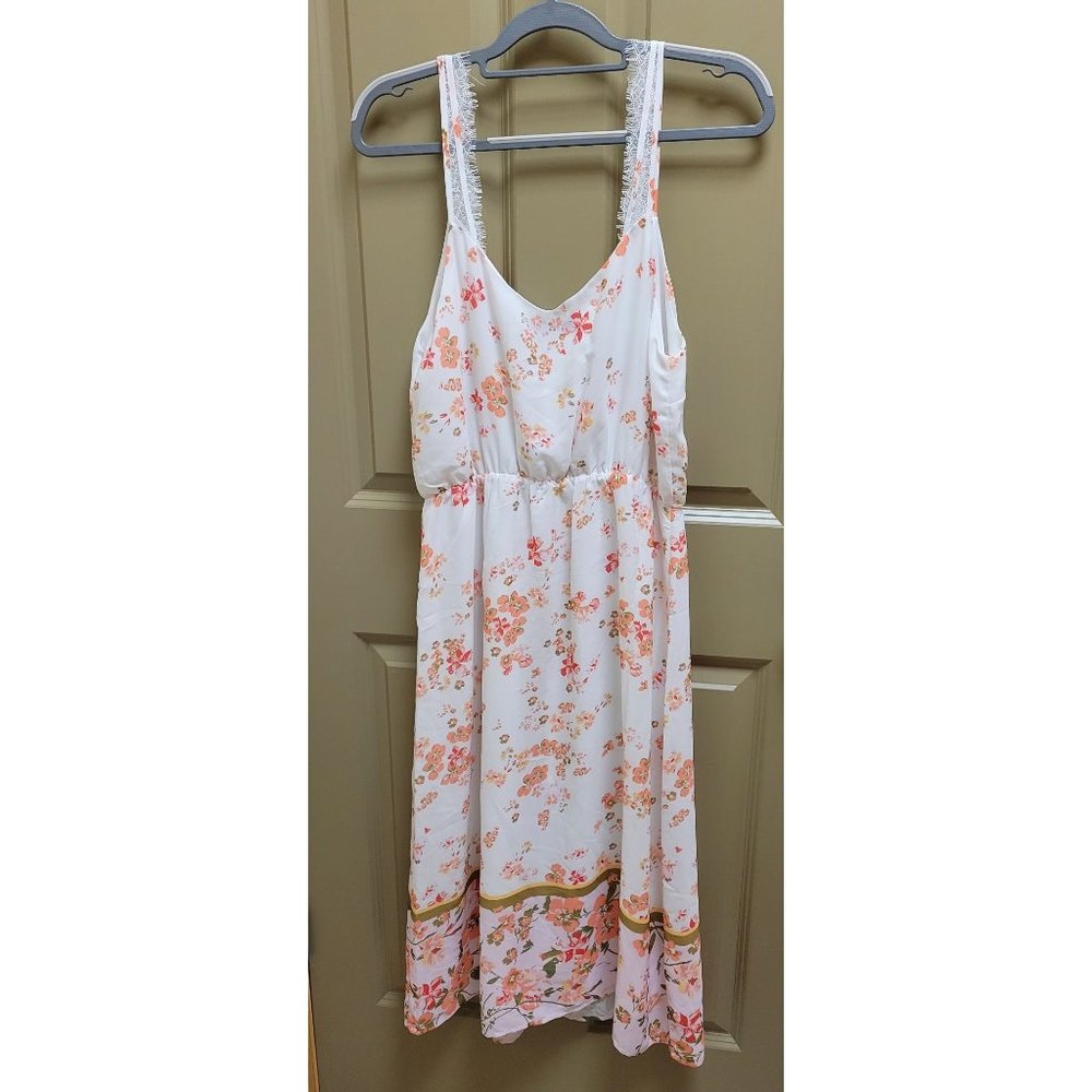 NWOT Collective Concepts White Floral Midi Sundress, Size L